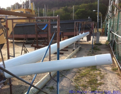 Completed spray painting of mast #1