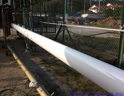 Completed spray painting of mast #3