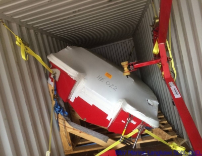 Unloading the powerboat off the container #1