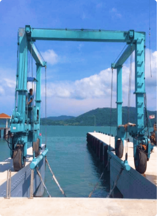 B&V Marine's travel lift over the slipway in Langkawi
